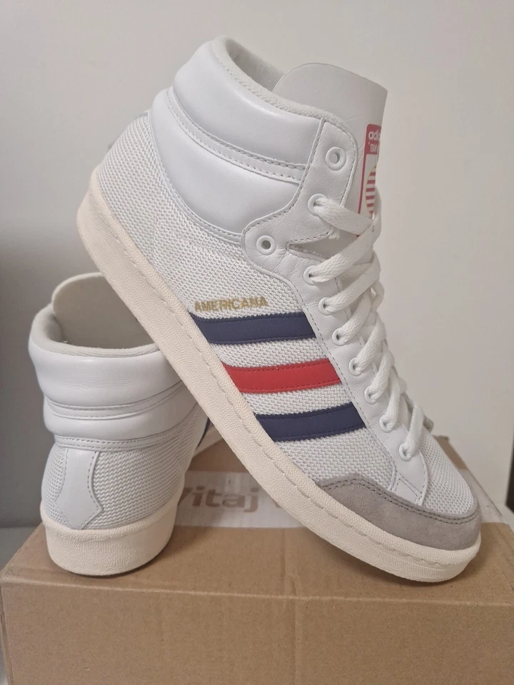 ADIDAS AMERICANA HI OG 10,5US 44 2/3EUR WORN 1X LIKE NEW!VINTAGE NBA 1984 BASKET - Photo 2/4