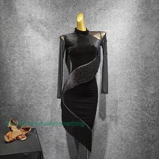 NEW Latin Ballroom Dance Dress Modern Salsa Waltz Standard Long Dress G338 Black