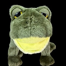 Frog Hand Puppet Ron Banafato INC Green Bullfrog Plush Ribbits Weak Sound
