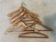 Lot of 7 Vintage WOODEN CLOTHES HANGERS Las Vegas Hotel Hilton Hagemans
