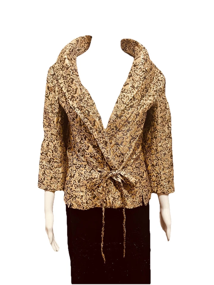 Blazer Marie Laure 23 Faubourg ST Honoré Paris Alta Costura Puntada a Mano Dorado Cojo De Colección Foto 2 de 4