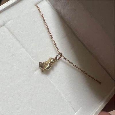 Disney Pooh Halskette K10 Gold Kette SV Stein Anhänger selten süß Geschenk...