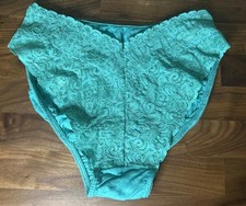 Vtg Solange High-Leg Brief Panties Sz 18/20 Green Cotton Soft HTF Tapestry Lace
