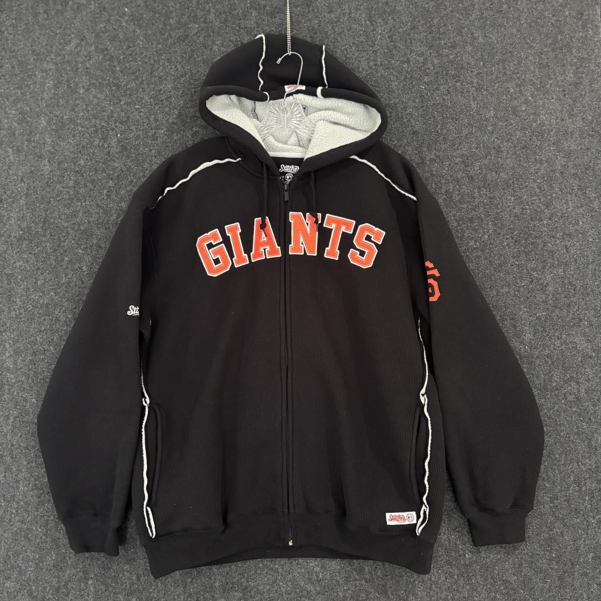 San Francisco Giants Jacket Full Zip Mens Large Black Hooded Warm