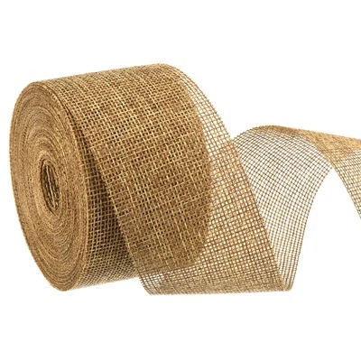 Ruban tissu jute, 5 cm de large, 10 mètres pour emballer cadeaux, chocolat - Photo 1/4