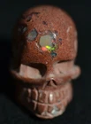 46ct MEXICAN NATURAL MATRIX FIRE OPAL SKULL STONE CARVING BEAD PENDANT FIGURINE