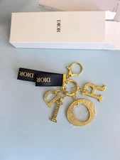 Dior Novelty Charm Gold Lucky Logo Keychain Gift NEW Key chain
