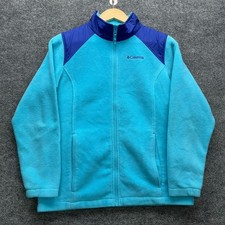 Columbia Fleece Jacket Kids Size XL Blue Purple Zip Front Outerwear Warm