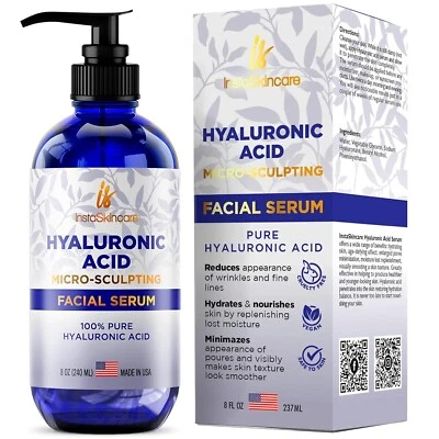 INSTASKINCARE Hyaluronic Acid for Skin - 100% Pure Medical Quality Strength Formula 8 Oz