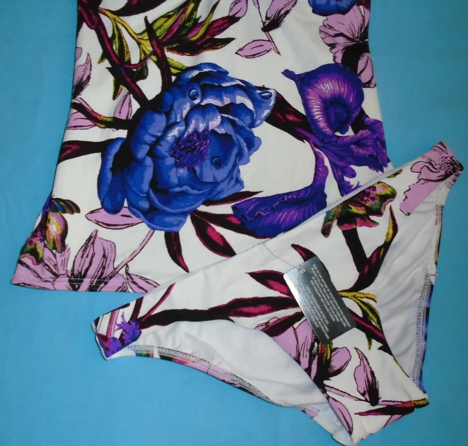 Próximo Conjunto Tankini Floral con Halter 32E y Calzoncillos Talla 8 Azul Púrpura Nuevas Etiquetas Nuevo con Etiquetas Foto 4 de 4
