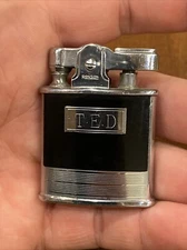 1940s RONSON PRINCESS BLACK LINES DESIGN MONOGRAM TED ART DECO CIGARETTE LIGHTER