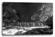 Wandbild Wasserfall at night lights Lichter besonders Natur-Bilder schwarz-weiß