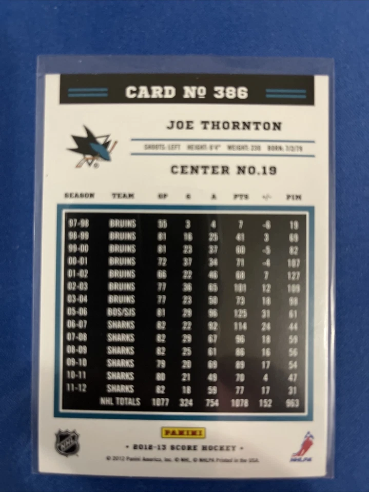 2012-13 Score Gold Rush #386 Joe Thornton San Jose Sharks - Image 2 of 2