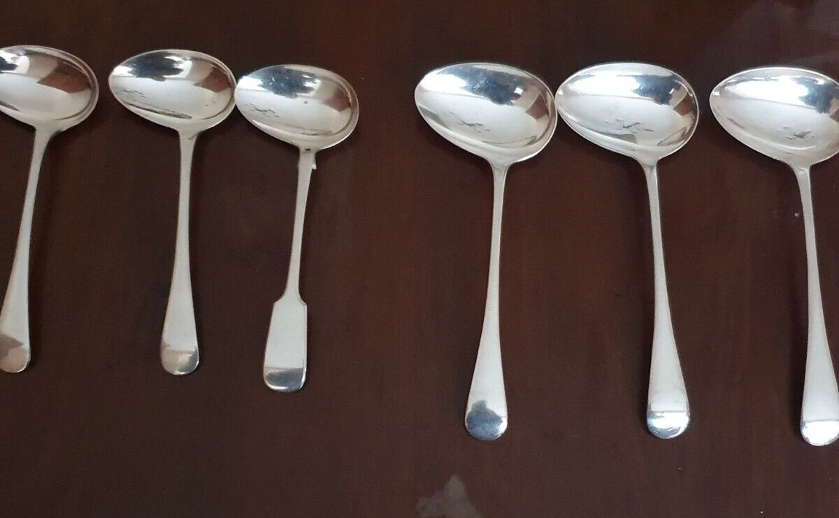 Six Sauce Ladles silver plated (3 x 8" and 3 x 7*)