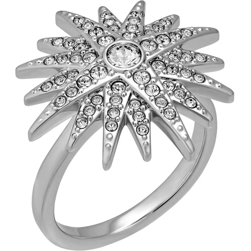 Swarovski Women's Ring Balthus Rhodium Plated with Crystals Star, Size 9 5095317