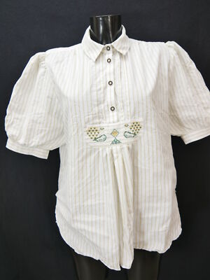 Gr.44 Trachtenbluse weiß Bluse Julius Lang Baumwolle mit Stickerei TB8048
