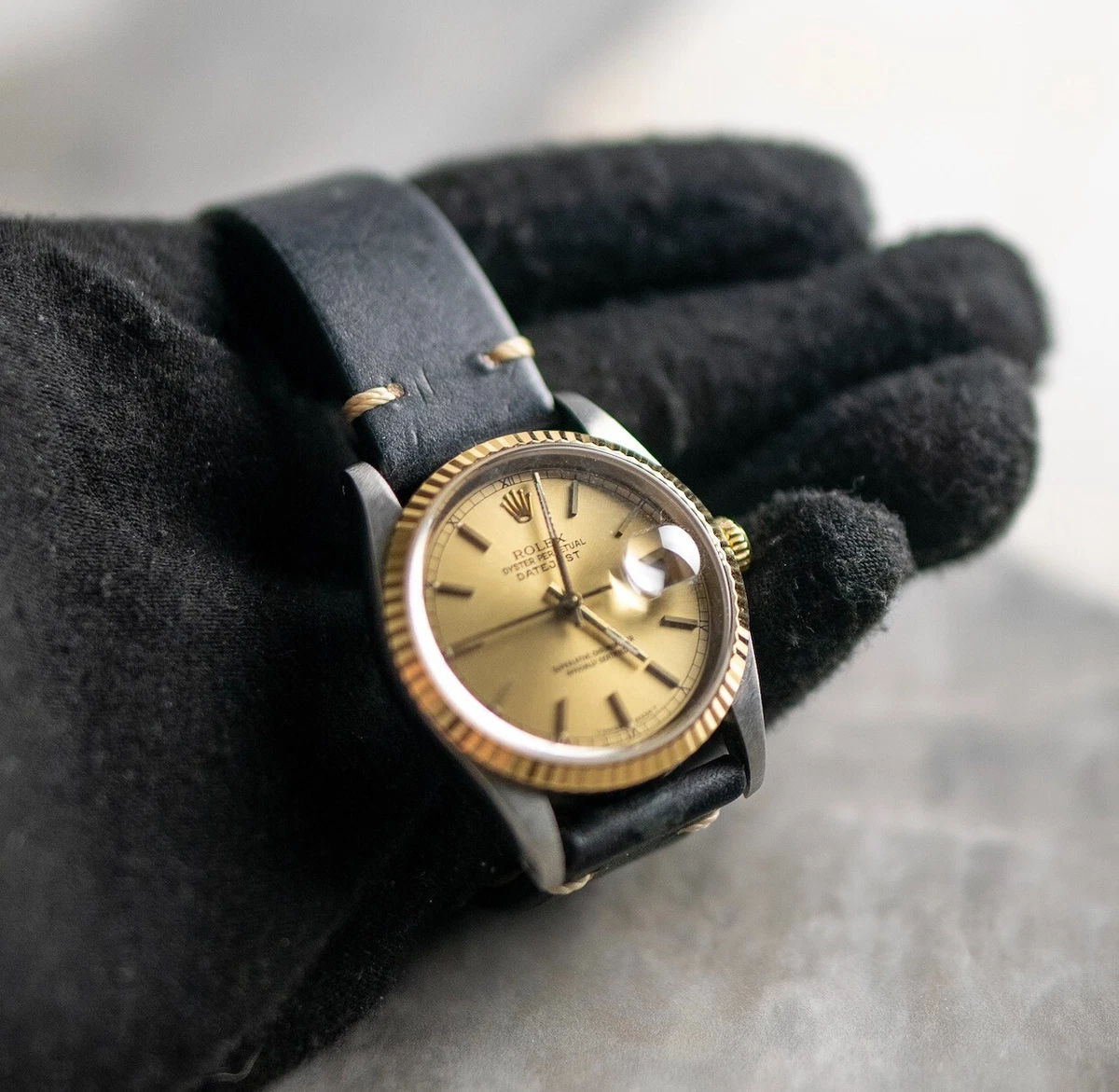 Rolex Datejust 16233 Herren Damen Armband Uhr 36mm Stahl Gold Lederband