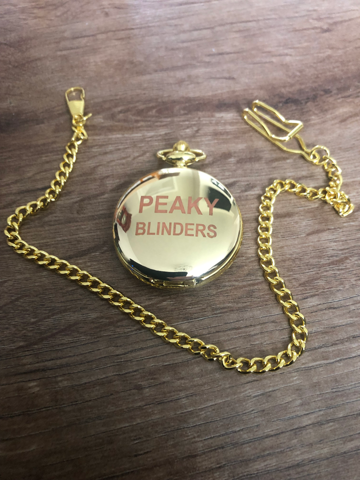 gold colour peaky blinders pocket watch with chain Shelby Birmingham pink eBay