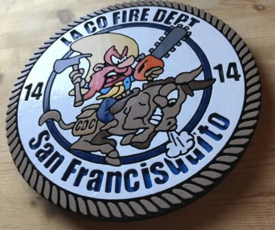 Fire Department Los Angeles County San Francisquito routed patch plaque sign