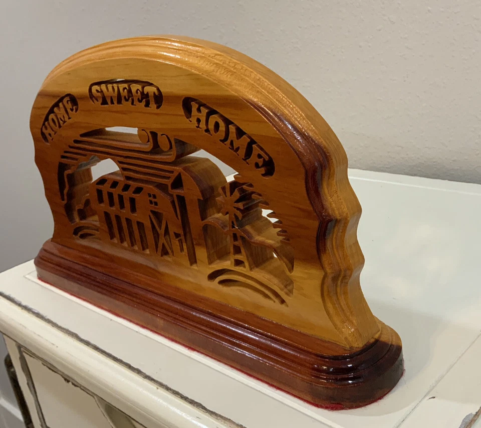 Home Sweet Home Intricately Handmade Sawn Wood On Stand Plaque Sign Farm Barn - Image 4 of 4