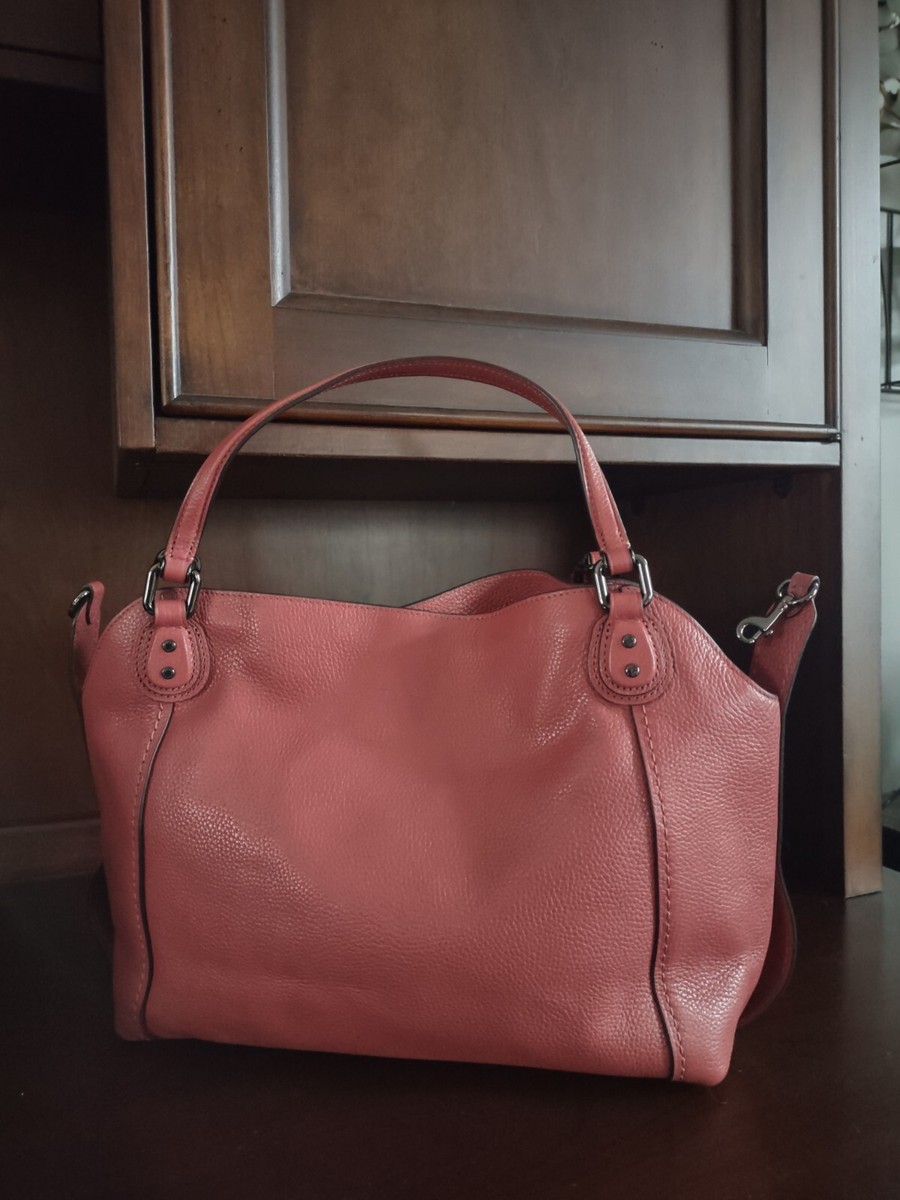 Coach 57124 Edie Shoulder Bag 28 With Strap Salmon Pebbled Leather