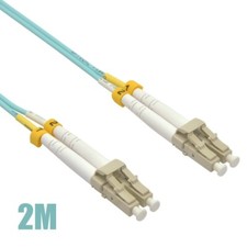 2M Meter OM4 LC-UPC to LC-UPC Fiber Optic Multi-Mode Duplex 50/125 Cable Aqua