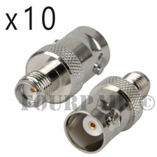 10 Pack Lot - SMA Female to BNC Jack RF Coax Coaxial Adapter Converter Connector