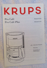 Krups Pro Cafe and Pro Cafe Plus Model 321 & 201 Instruction Booklet