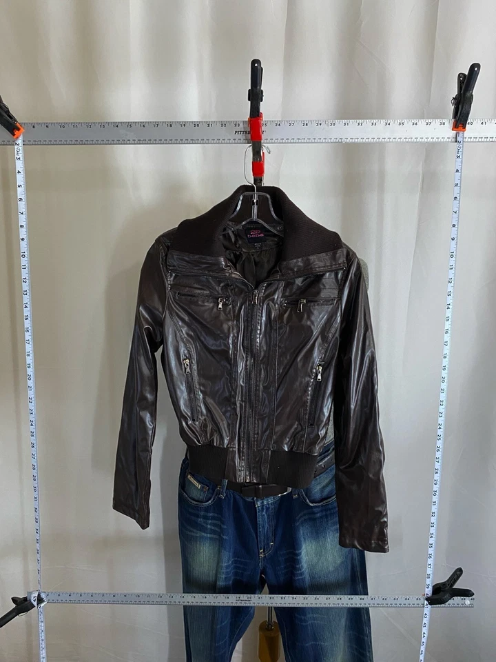 CHAQUETA ABRIGO BEBE NIÑAS bebe imitación cuero cremallera pequeño S largo 21 Foto 2 de 4