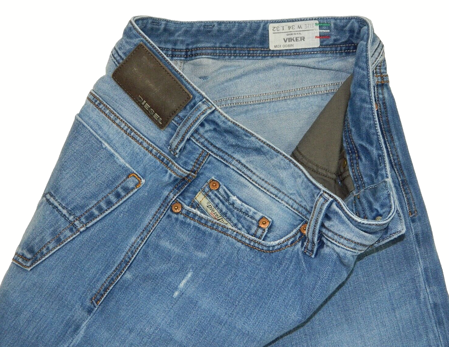 Men's Diesel Jeans Viker Button Fly Premium Denim Tag 34/32 measured Size 32x31