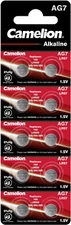 50x Camelion Alkaline Coin Cell AG7 1.5V LR57 AG7-BP10 (5x10 Blisters)