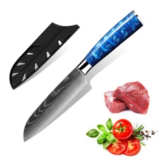 5 inch Small Santoku Knife Damascus Pattern Stainless Steel Sharp Kitchen Knife