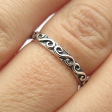 925 Sterling Silver Vintage Swirl Band Ring Size 5.25