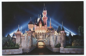 Disney Souvenir Postcard Anaheim Disneyland Resort Sleeping Beauty Castle Night Ebay