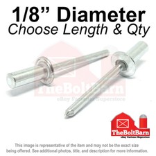 1/8" Dome Head Close End Blind Pop Rivets Aluminum Mandrel Plain Pick Size Qty 