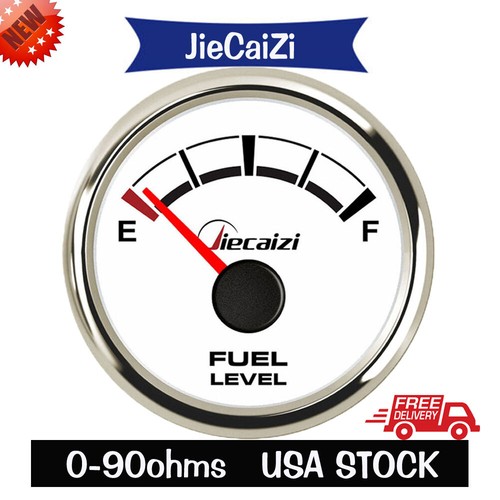 Jiecaizi 52mm Gas Fuel Level Gauge 090 ohms for Car Truck Marine Boat