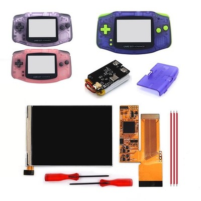 Hispeedido Gameboy Advance GBA IPS V2 Screen Kits W/ 1800mAh batteries Shell
