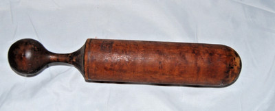 Antique Primitive Wooden Kitchen Pestle Food Masher Strainer Ricer 10.5 Inches