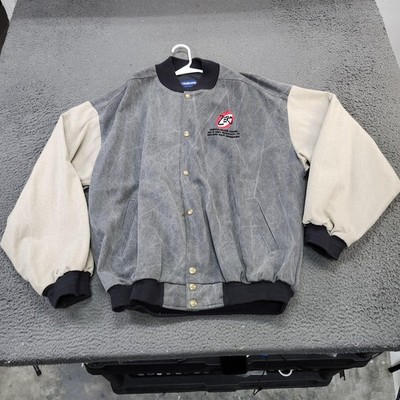 Vintage Holloway Jacket Mens Large Gray Varsity Snap Zero Logo USA Workwear