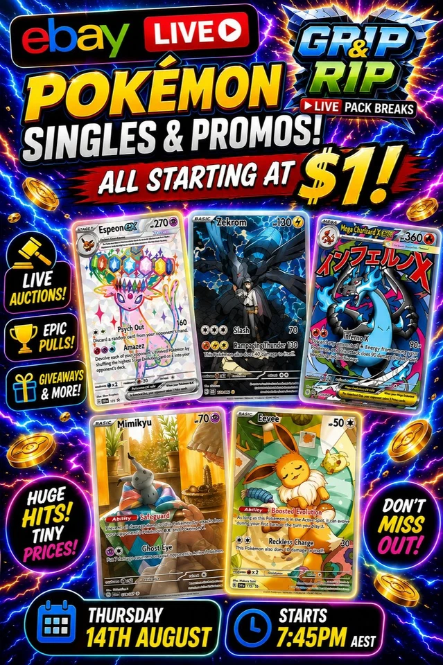 Pokemon Singles | $1 starts | Join the Fun 🕺