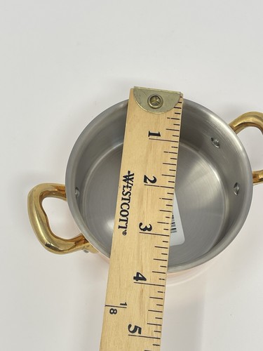 NUEVO Mauviel MINI Cobre Latón Cocotte Tapa Manijas 3.5” 9cm 0.3l 0.4q M’Heritage - Imagen 9 de 9