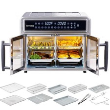 Dual-Zone Air Fryer Toaster Oven Combo, 28 QT Extra Large, Non Toxic Stainles...