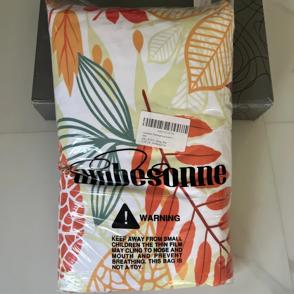 Juego de funda nórdica de otoño y fundas de almohada estampado de temporada de otoño tamaño king acción de gracias Foto 2 de 4