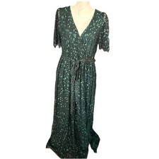 NWT Baltic Born Marseille embossed floral emerald green tule maxi dress Sz XL