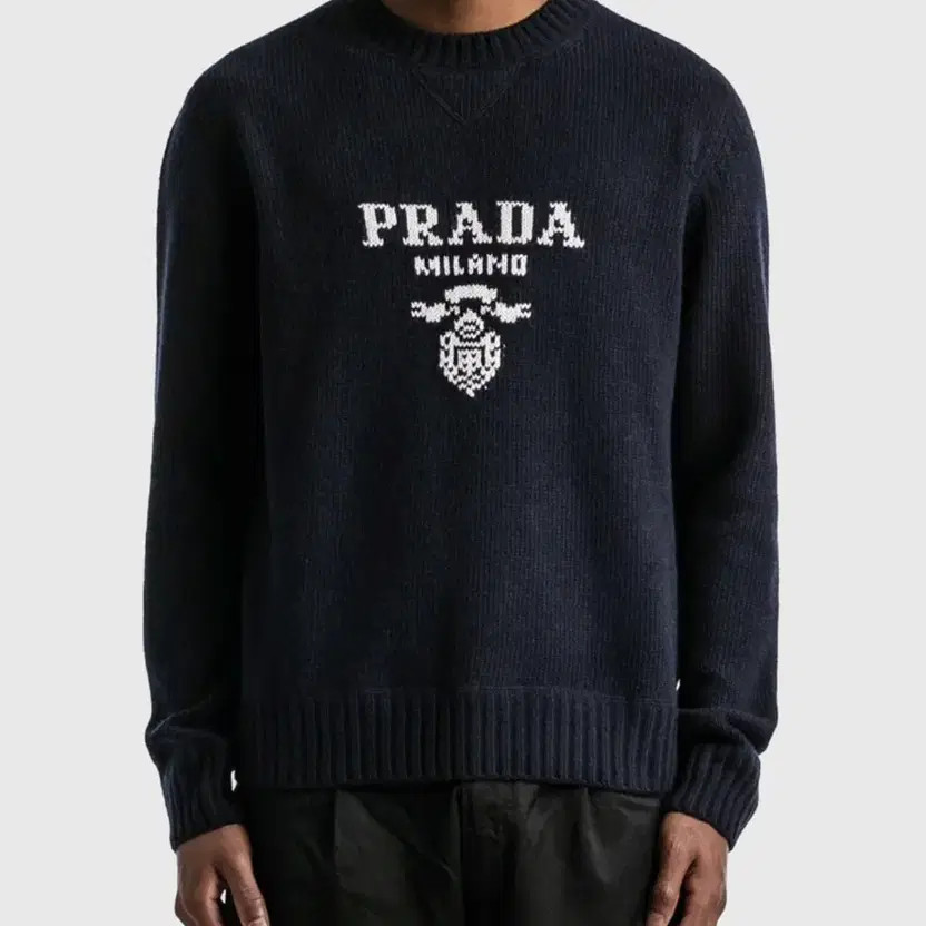 Prada Men's Cashmere Wool Logo Sweater Black 50 thumbnail 4