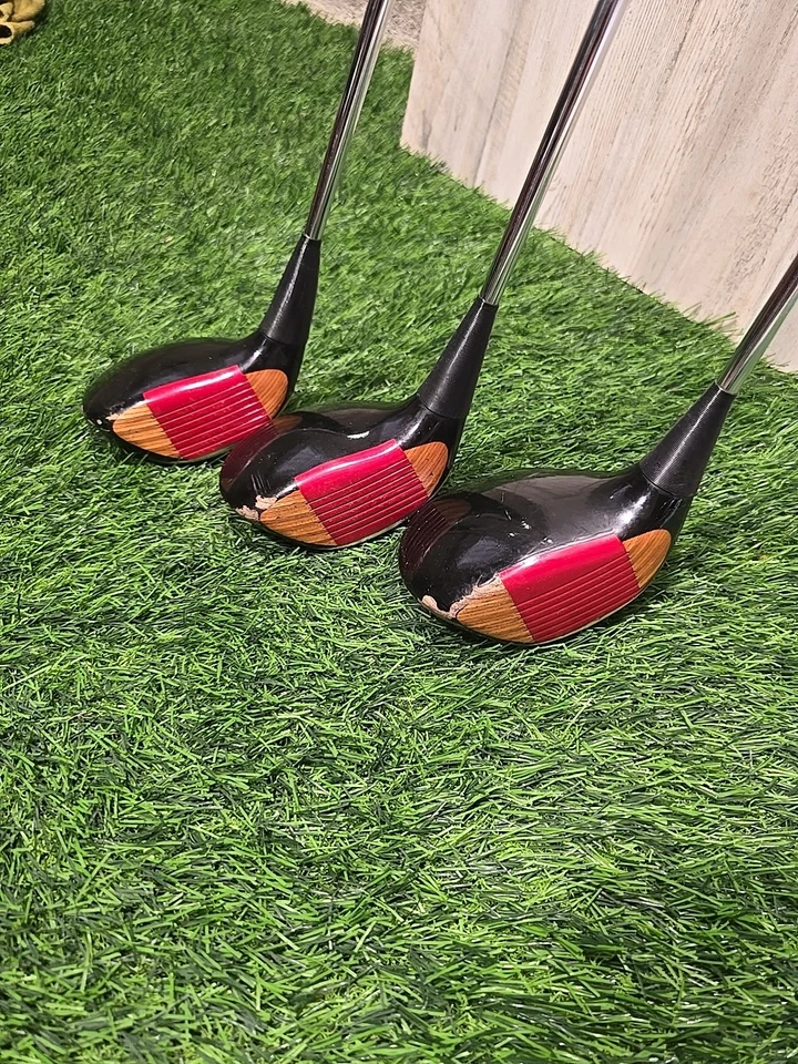 RH Ping Eye 2 Wood Set Driver, 3, & 5 Vintage Golf Clubs Stiff Flex UPC266 - Image 2 of 4