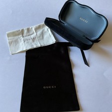 GUCCI BLACK VELVET SUNGLASSES CASE WITH CLEANING CLOTH AND DRAWSTRING POUCH