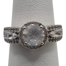 Sterling Silver Halo CZ Ring Size 7 PAJ 925 Gift