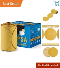 Gold Sandpaper Discs 6 Inch 150 Grit 100 Pcs Self-Adhesive for Wood Metal Paint