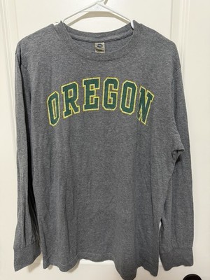 New Agenda Oregon Ducks Long Sleeve Shirt L Gray 85% Cotton 15% Polyester